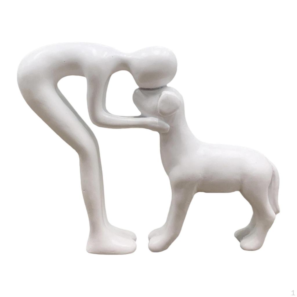 Human And Dog Figure, Resin Sculpture, Unique Gift for , Ornament, Statue Office, Party,
