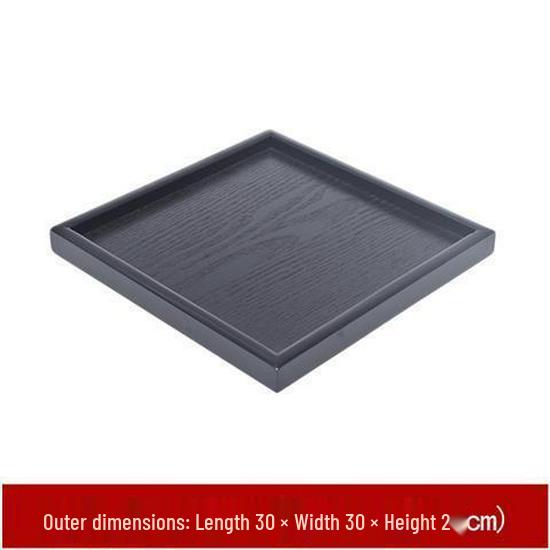 Rectangular Japanese Black Wooden Serving Tray - Solid Wood Plate for Dinner, Tea, or Water Cups. Perfect for Retro Restaurant Decor.