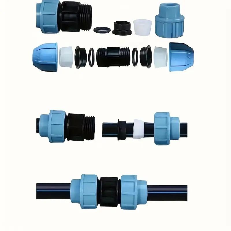 11-Piece Universal IBC Barrel Bracket Adapter Kit - Zinc Alloy Faucet Connector with PE Pipe Fittings, 3-Way Connector