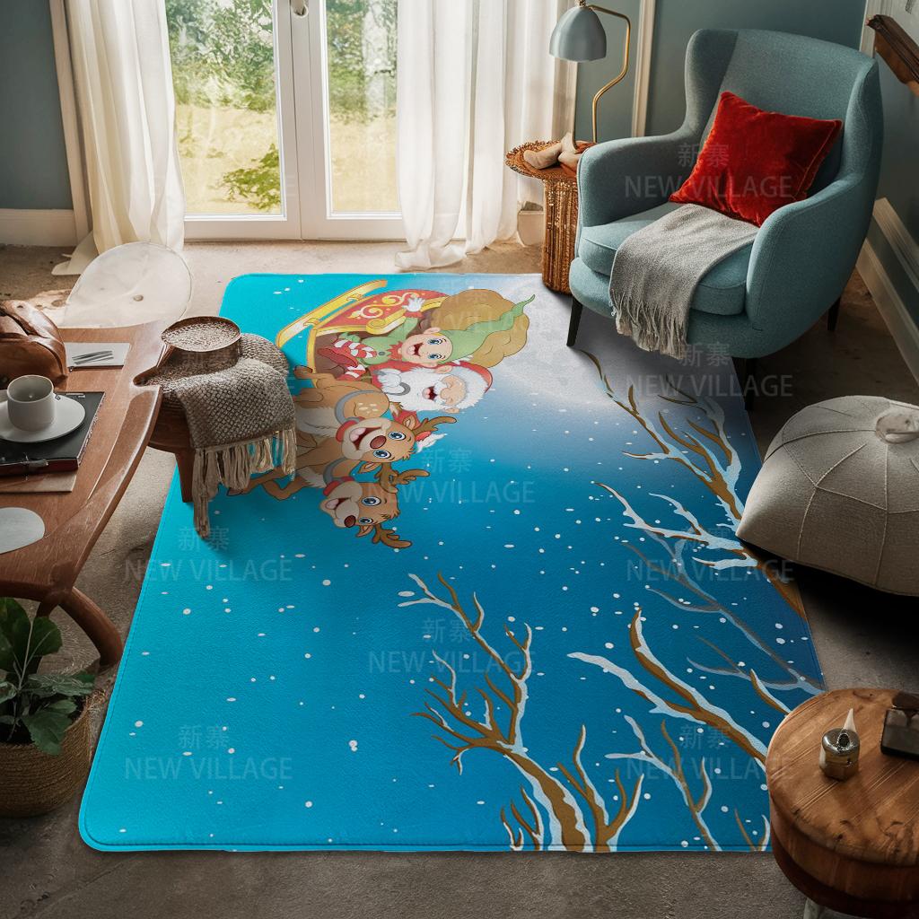House Entrance Carpet Home Door Mat Living Room Bath Foot Bathroom Non-slip Water Absorption Rugs Bath Merry Christmas Winter