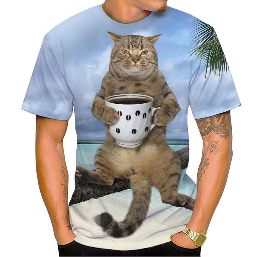 New Interesting Cat Pattern 3d Printing T-shirt Men's And Women's Children's Summer O-neck Harajuku Street Thin Breathable Top