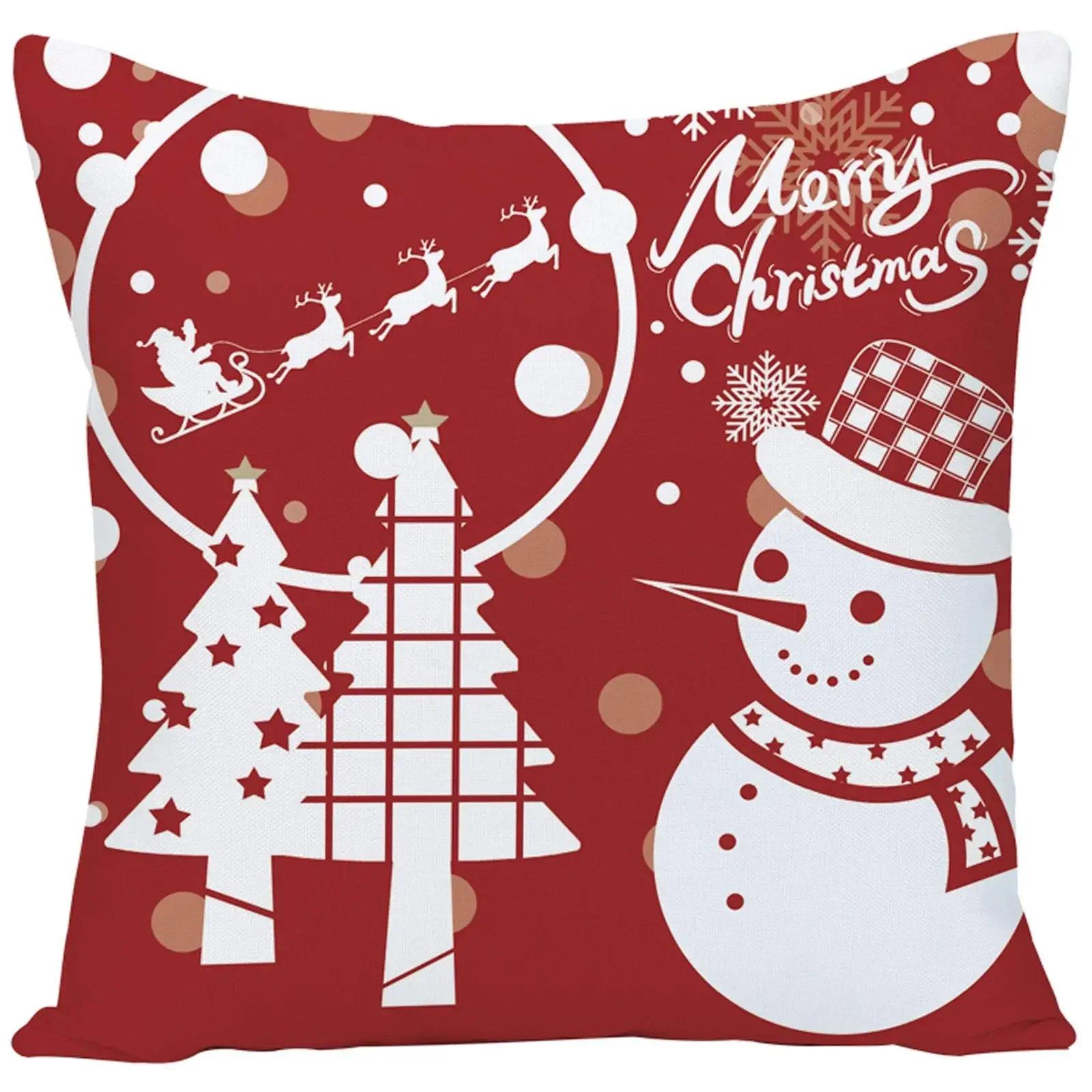 

Рождественский белый узор с принтом, красная наволочка, чехол для диванной подушки, украшение для дома 66x66cm оранжевый