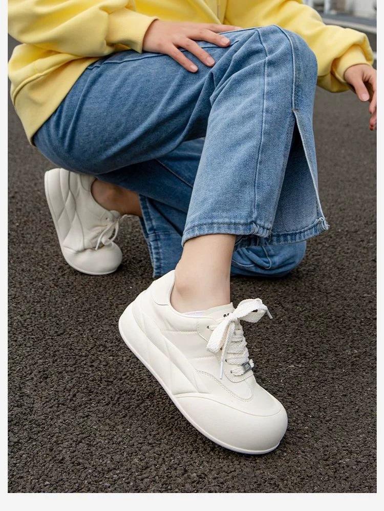 

Белые туфли с мягкой подошвой для женщин, весна и осень, новые универсальные туфли с толстой подошвой, спортивная повседневная обувь Borad, женская модная обувь 35 белый