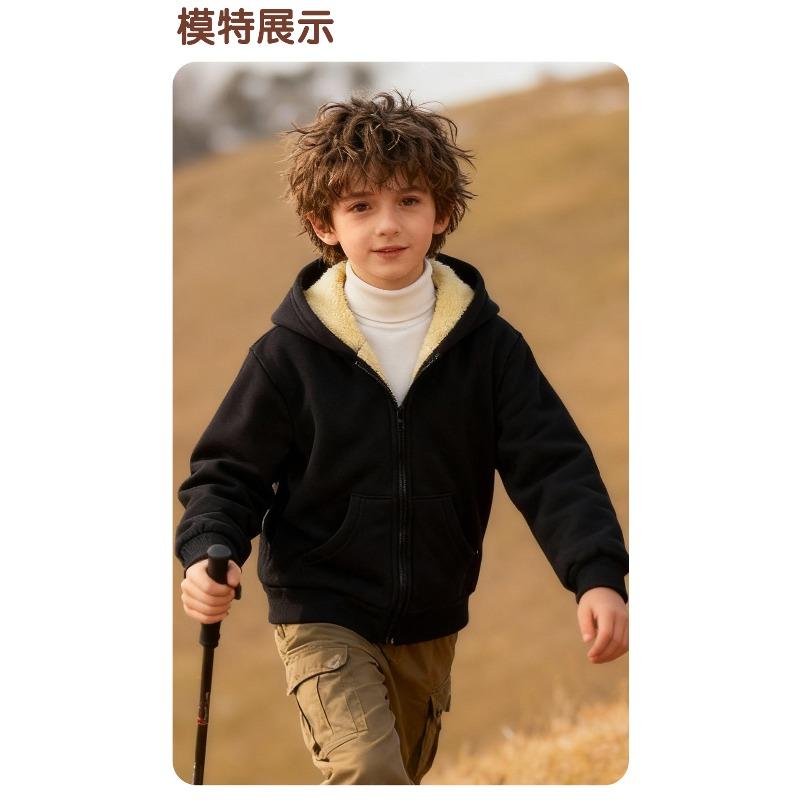 Lamb Fleece Jacket for Children's Clothing in Autumn and Winter, Stylish and Thick Warm Jacket for Middle and Young Children