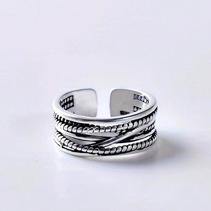 1pc Vintage Royal Style Thumb Knitted Multi-Layer Open Ring, Thick Adjustable Ring, Rugged Bohemian Elegant Ring, Women's Jewelry for All Seasons