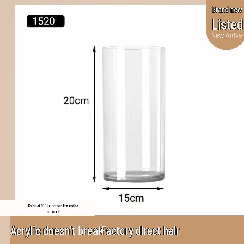 Acrylic Transparent Vase for Flower Arrangements and Lucky Bamboo - Large Straight Cylinder Design