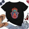 Camisetas con estampado de la mano de Fátima de Hamasa para mujer, camisetas Unisex Harajuku de la mano de Hamsa de la suerte, camisetas negras de manga corta para verano para mujer