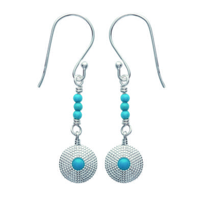 [K3823] - Silver Turquoise 'Mineralia' Silver Earrings - 38x9 Mm