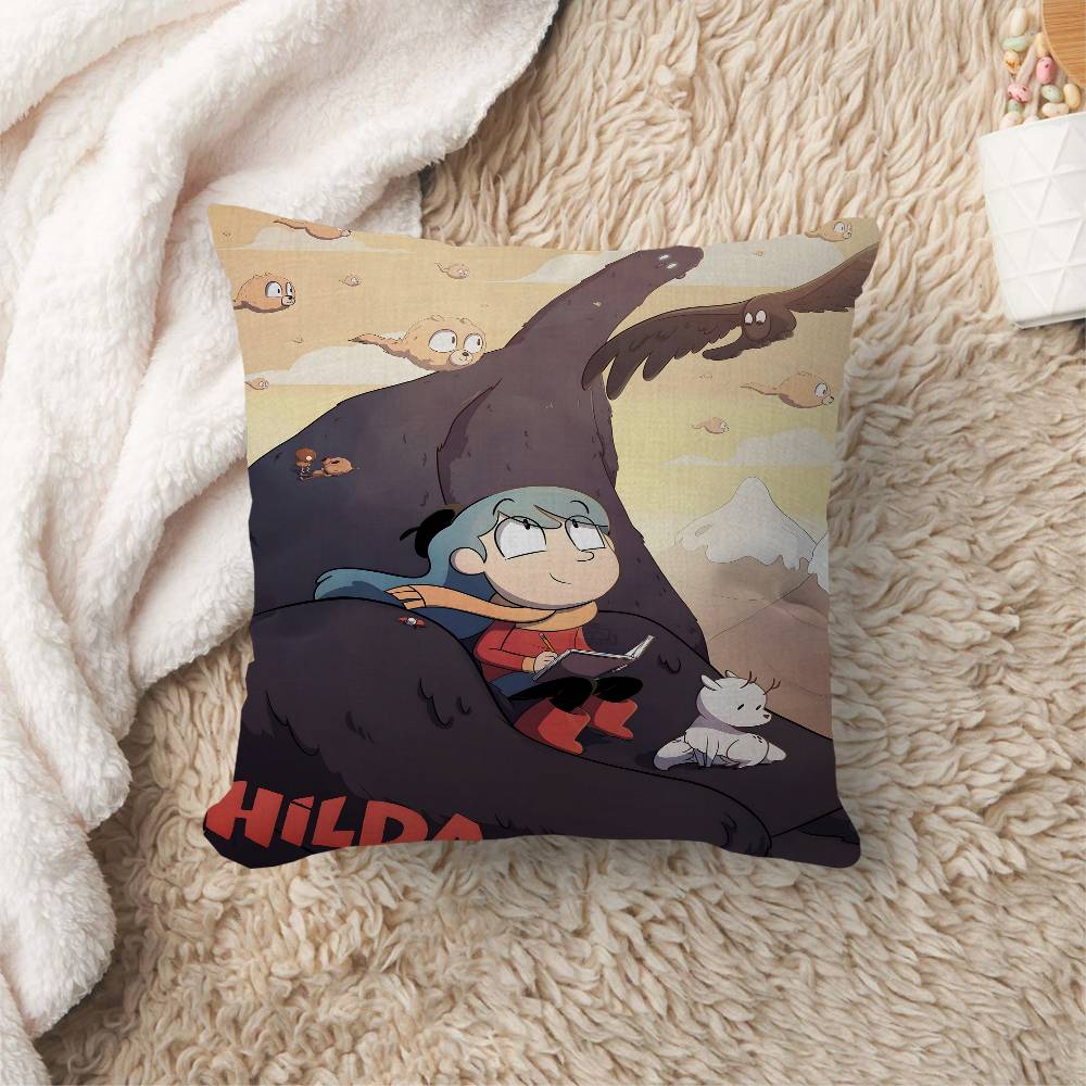 HHilda cartoon girl anime Cushion Cover Inches Farmhouse Decor Home Throw Pillow Covers for Couch Decorations