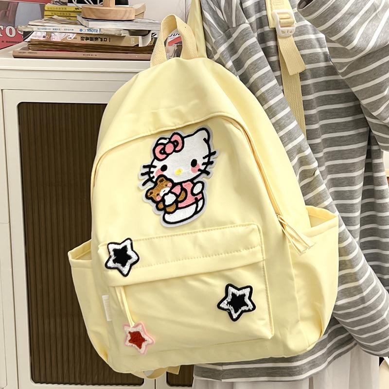 Schoolbagkt Cat School Bag Female Junior High School Student Backpack Large Capacity College Student Campus Backpack Oxford Cloth Backpack