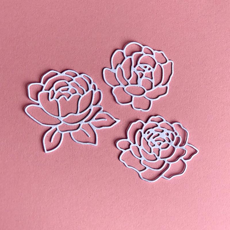 Rose Flower Metal Cutting Dies DIY Stamps Crafts Template Mold Stencils for Embossing Scrapbooking Photo Album X3UC