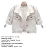 Veste courte en jean à manches courtes pour femme, manteau camionneur boutonné à revers, haut fin blanc décontracté d'été