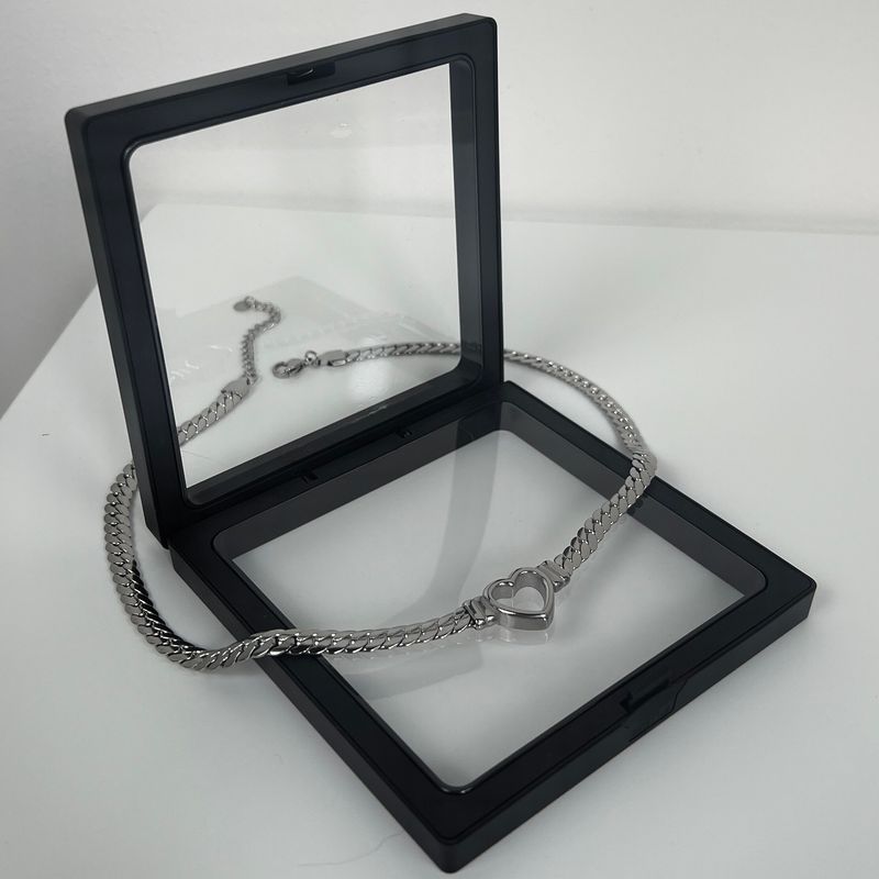 INS Fashion Style Women s Hip Hop Cool Titanium Steel Necklace Flat Snake Bone Love Necklace