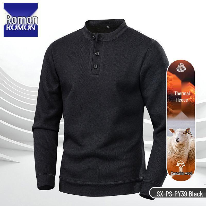 Luomeng Men s Thickened Velvet Hoodie - Warm Round Neck Base Layer for Autumn/Winter L