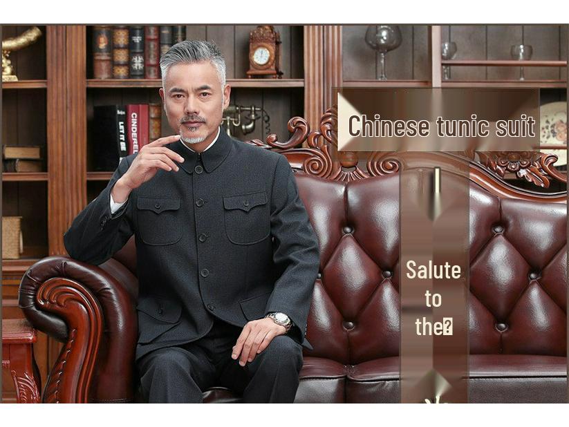 Herren Klassischer Zhongshan Anzug: Traditionelle chinesische Jacke für Mittelalte und Ältere - Frühlings-, Herbst- und Winterstile.