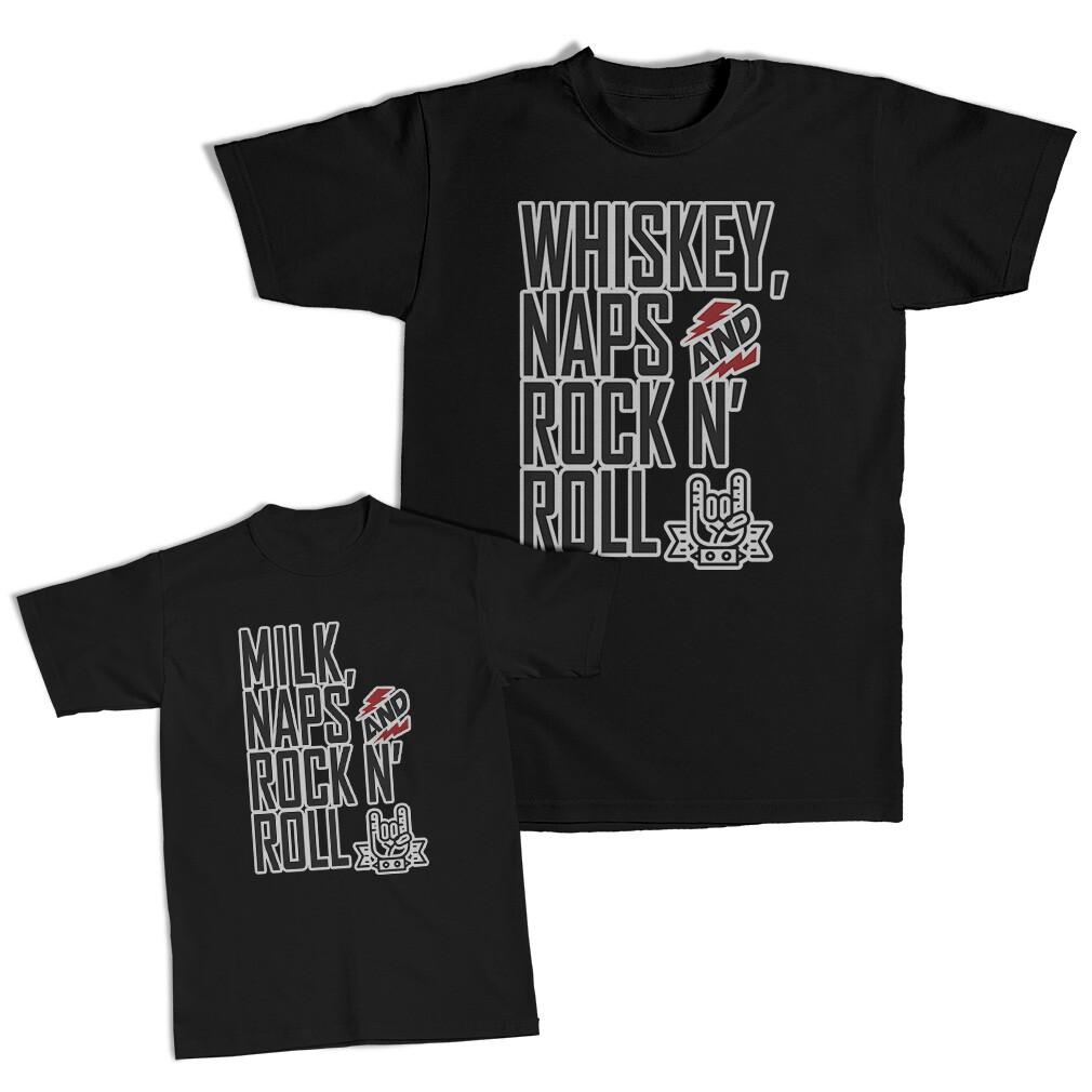 Dad and Son Matching Outfits Clothes Whiskey Naps and Rock and Roll - Milk Naps L