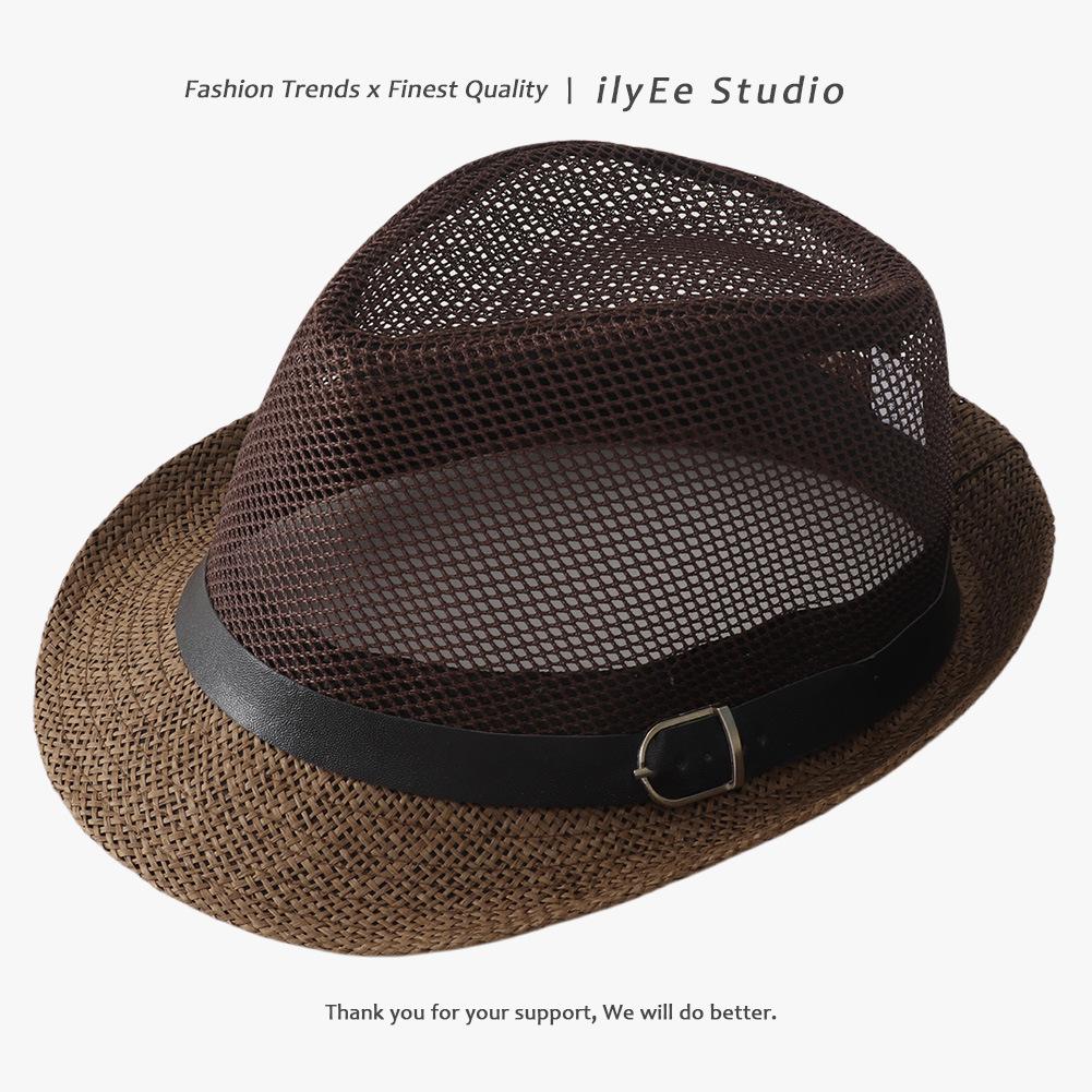 Men's Panama Straw Hat Summer New British Jazz Hat Women's Sunshade Sun Protection Beach Flat Top Hat