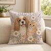 art heartwarming pet portraits surrounded by flowers Cushion Cover Soft Short Plush SkinFriendly Cushion Case MultiScene Use