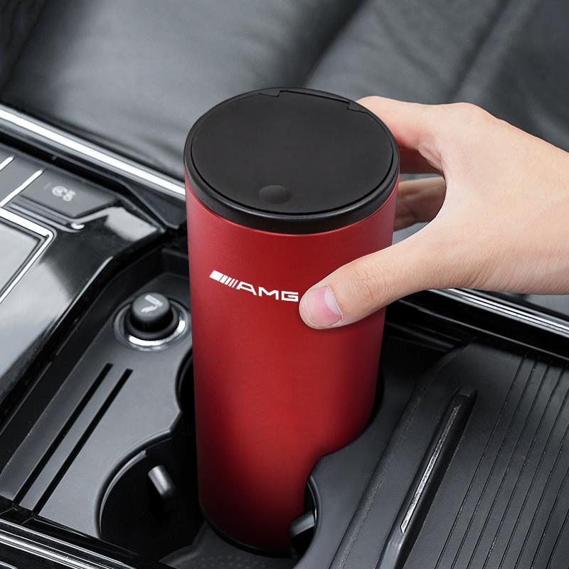

Car Trash Bin Alloy Garbage Can Rubbish Basket Bin auto Accessories styling For Mercedes Benz AMG A B C E G CLA W211 W203 W204 красный