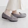 HIMIKO Himiko fluffy moccasins with beaded details, made of soft, fluffy genuine leather and featuring a warm cushioning. 651320, gray, size 245.