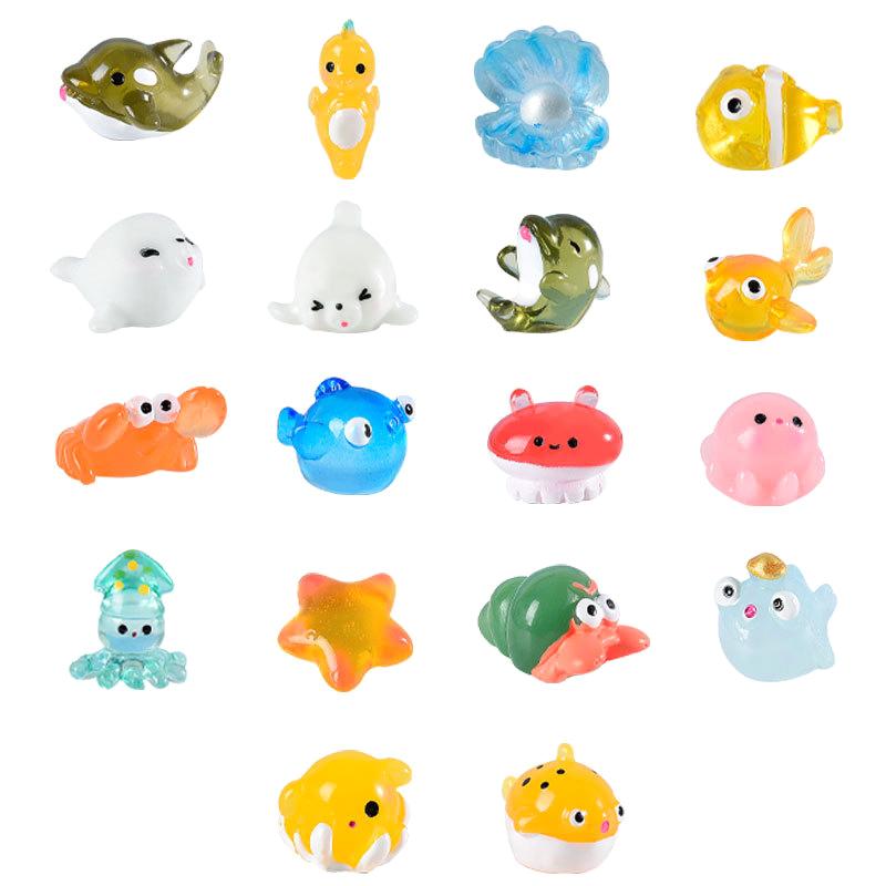 Miniaturas de animales marinos de resina luminosa en la oscuridad, adorno en miniatura para pecera, jardín, casa de muñecas, accesorios