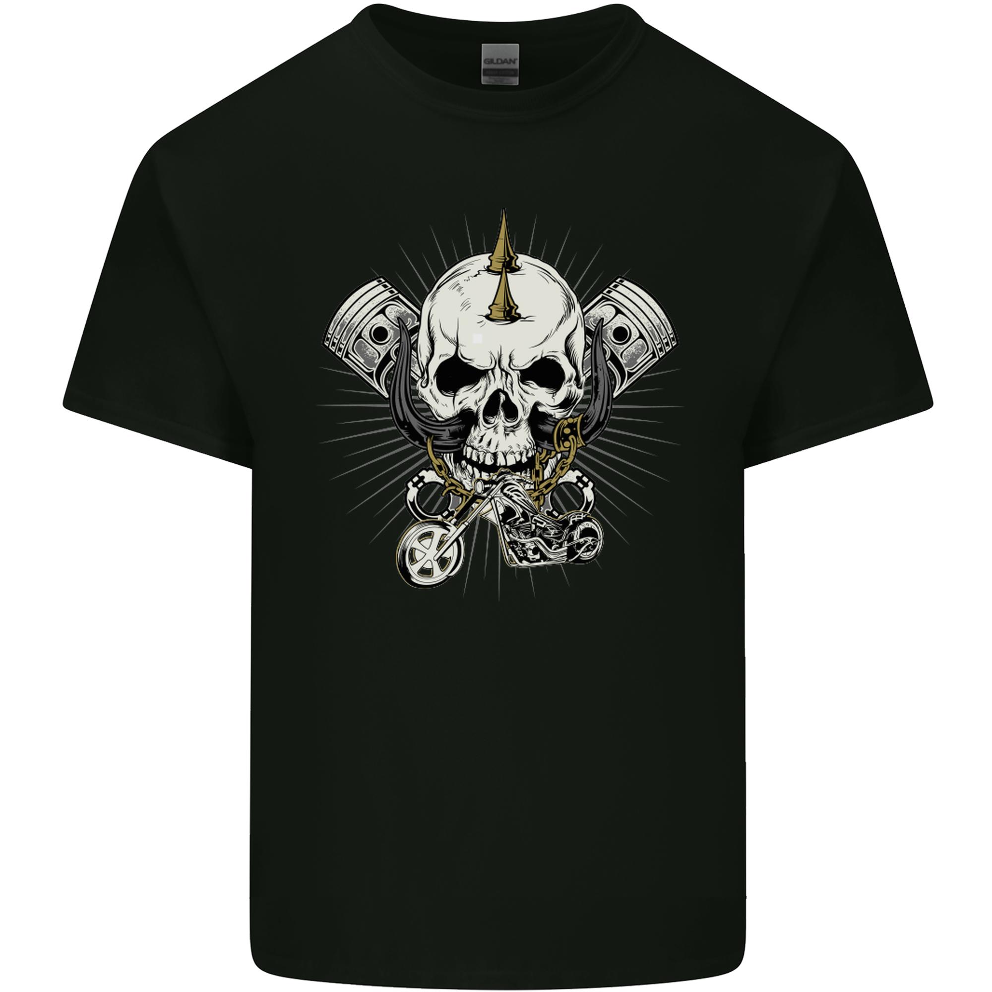 Piston Skull Motorcycle Motorbike Biker Unisexs Light Cotton TShirt S