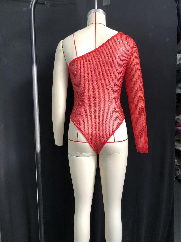 2025 Wiosna/Lato Europejski i Amerykański Seksowny Jednoramienny Dopasowany Top z Dżetami i Płatkami