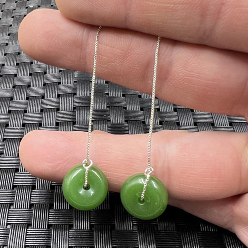 Xinjiang Hotan Jade Buckle Earrings - Imitation Jadeite Studs & Drop Ornaments 2022-4-202