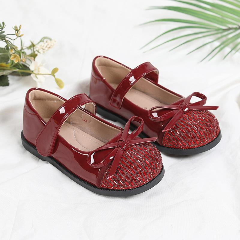 

French Girls Princess Shoesspring New Bow Kids Leather Shoe Simple Girls Mary Jane Shoes Comfort Non Slip Child Casual Shoe 36