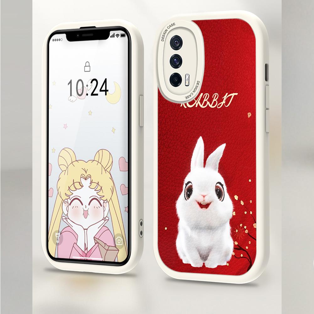 Slim Spring Festival Gala Mascot Rabbit Leather Back Casing PU Leather Cover Phone Case for OPPO Reno Realme OnePlus