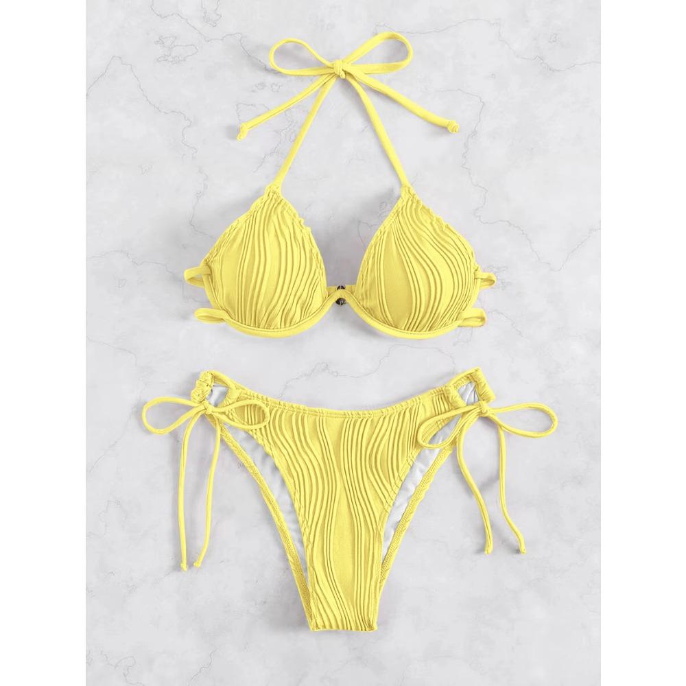 Europejski i amerykański strój kąpielowy z rozcięciem, seksowne bikini. Damski strój kąpielowy