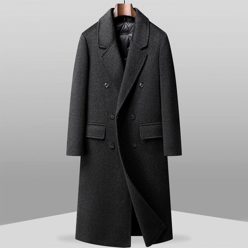 

Men s Woolen Over-The-Knee Winter Coat with Three-Button Suit Collar 3XL (175-190 lbs)