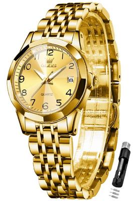 Quarz-Digital-Zifferblatt, beliebte Uhr, Business, japanisches Uhrwerk, Datum, leuchtend, wasserdicht, Tagesgeschenk, Uhr für Frauen, goldfarben, leicht zu lesen