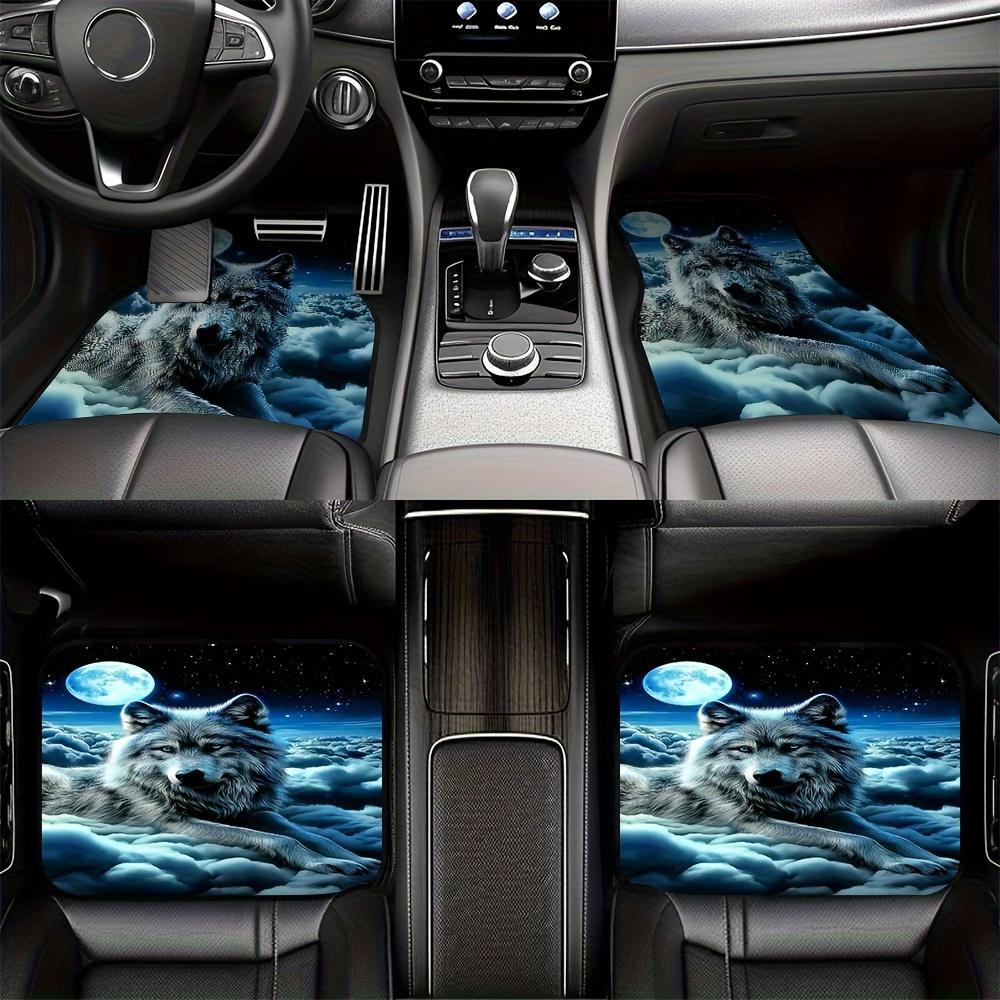 4pcs Car Floor Mats Suitable For Suvs Or Pickup Trucks, Presenting Wolf Moon Clouds Design Along With Thoughtful Present Opportunities