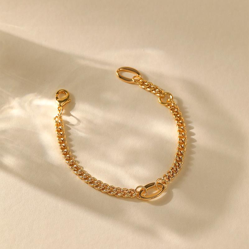 K Gold Plated Copper Cuban Thick Chain Fashion Bracelet For Women