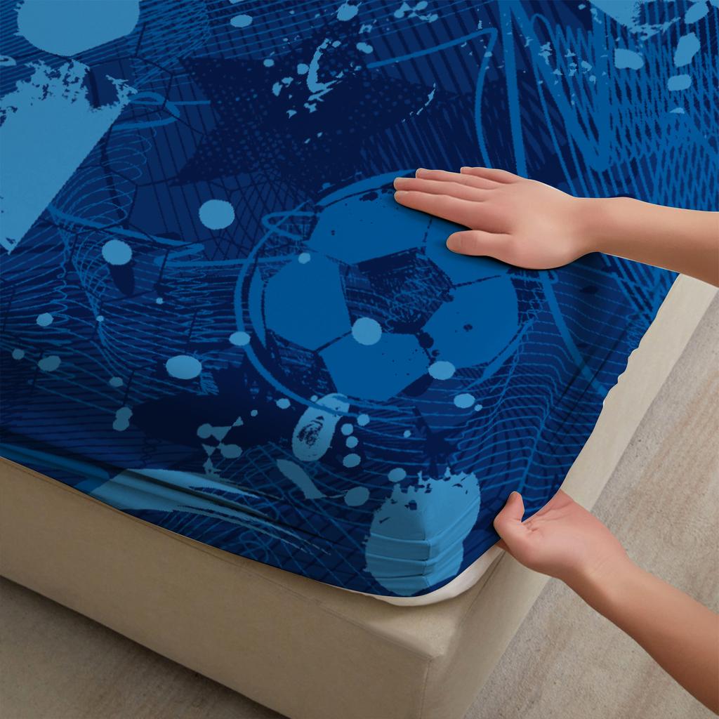 1 Football Digital Printed Frosted Fitted Sheet,bedroom Printed Bed Cover,bedding(No Pillowcase)