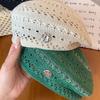 Japanese Style Hollowed Out Beret Hat Vintage Crochet Knitted Cap Weave Painter Hat  Holiday