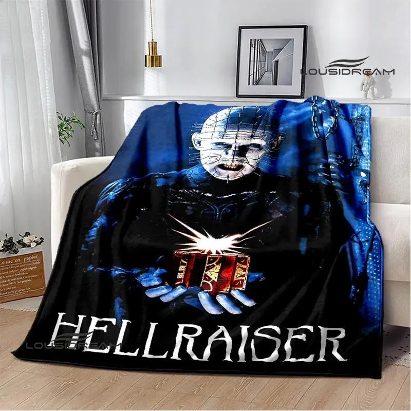 Coperta con stampa horror hellraiser coperta da picnic coperta sottile in flanella morbida e confortevole coperta da viaggio per la casa regalo di compleanno