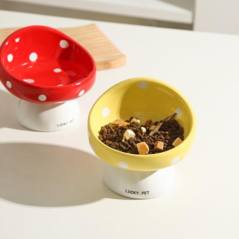 Ceramic Cat Food Bowl Elevated Design Neck Support Pet Feeding Dish Dog Water