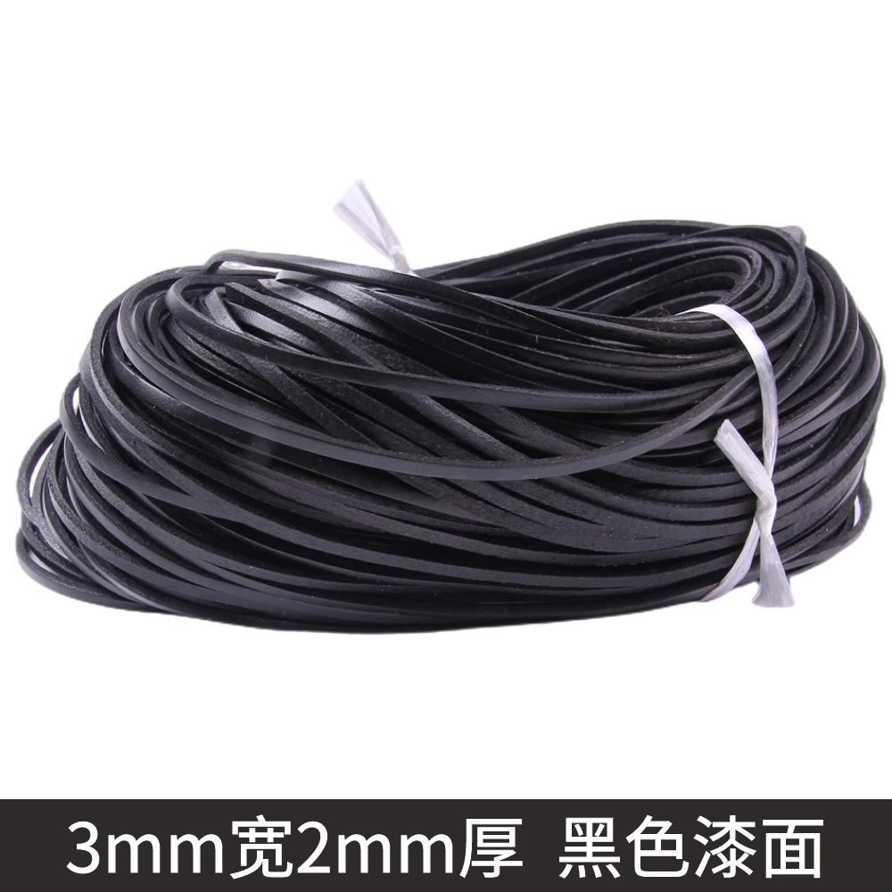 Necklace Cowhide Rope Bracelet 90 Meters Woven Genuine Leather Rope Hand Rope Diy Jewelry Accessories Retro Flat Cowhide Rope 3mm wide, 2mm thick, 5m long (38g)
