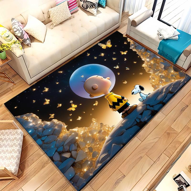 Cute Snoopy Dog Cartoon Living Room Non-Slip Area Rug Soft Carpet for Bedroom Kids Playroom Sofa,Home Decor Doormat Gift