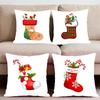 Red Socks Merry Chrismas Cushion Cover Premium Comfort Reversible Pillow Cove -Two In One Design for Any Room & Car Interior