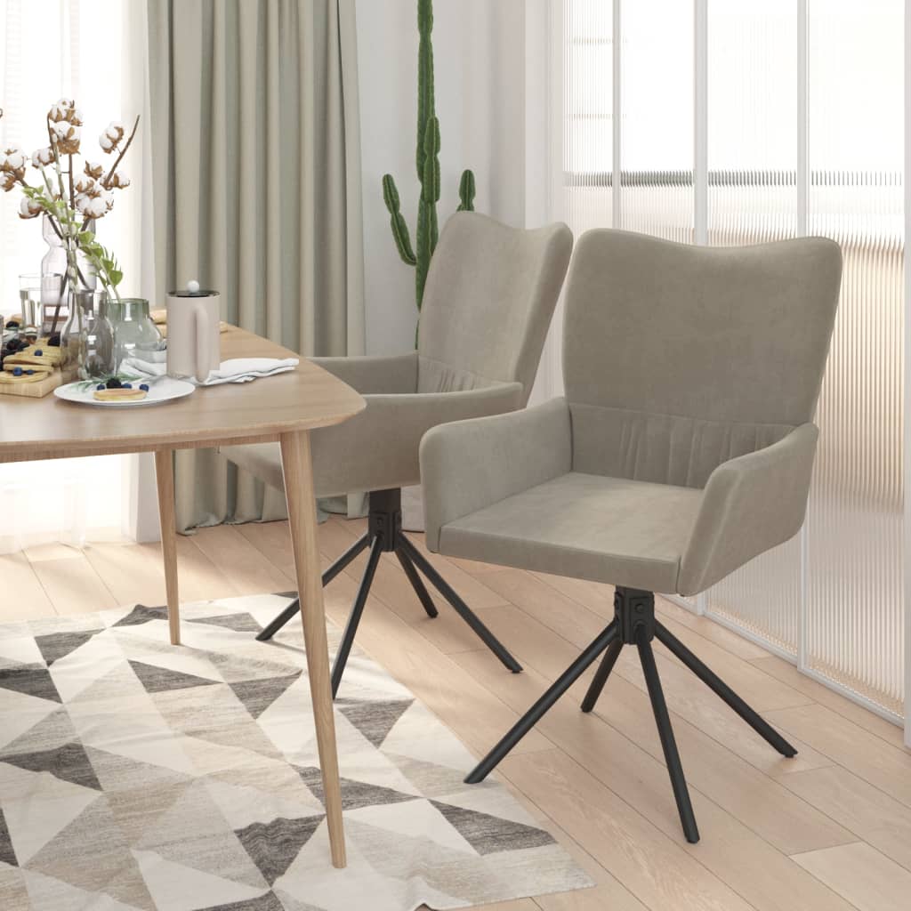 Dining Chairs 2 Pcs Swivel Light Grey Velvet