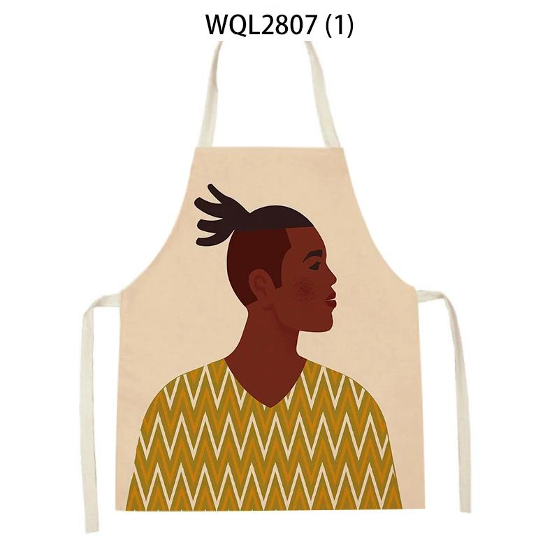 Cartoon African Woman Pattern Kitchen Sleeveless Aprons Home Cleaning Cooking Apron Baking Accessories Household Pinafores