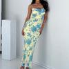 Frühling Neue Damen Sexy Temperament Träger und Hüftrock Floral Schlankes Kleid