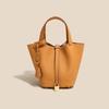 2025 Trending Women's Genuine Leather Cowhide Bucket Bag: Versatile, Top Layer Vegetable Tanned Handbag