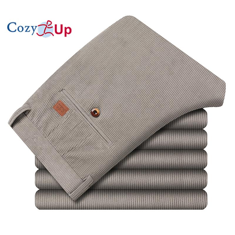 Cozy Up Pantalon décontracté droit ample taille haute en velours côtelé pour homme