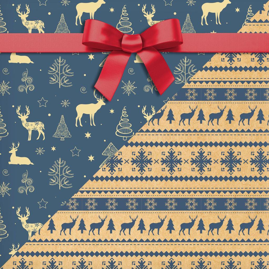Festival Decorative Paper Seasonal Kraft Paper Sheets Christmas Wrapping Paper Christmas Reindeer Gift Wrap For Parties Presents