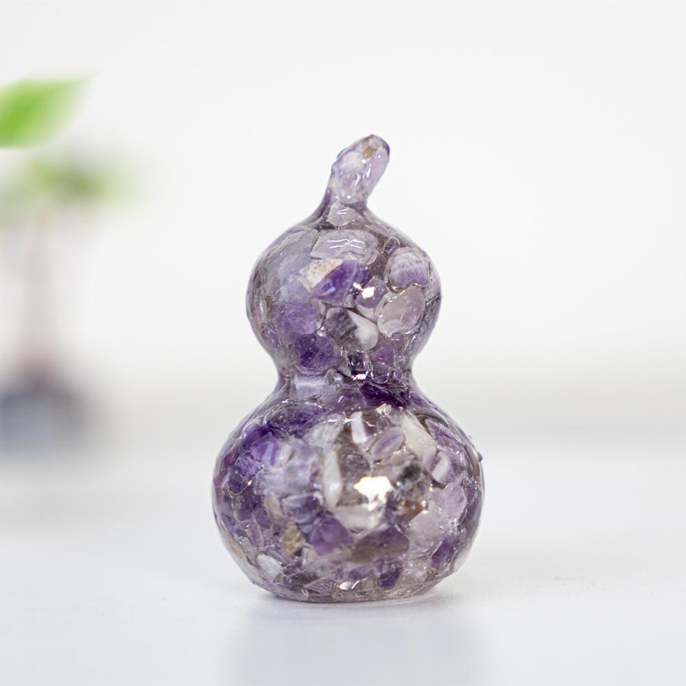 Resin Filled Natural Crystal Gourd Ornaments For Home Decor Gift Ideas