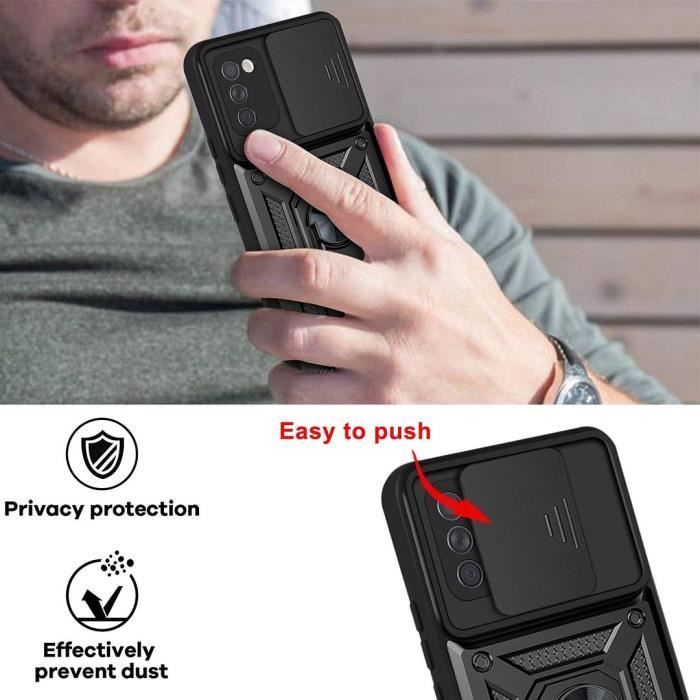 Protection Pack - Samsung - A02S - 2 Tempered Glasses - Army Case - Shockproof Black
